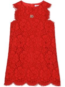 Dolce & Gabbana Kids robe mi-longue en dentelle Cordonetto - Rouge