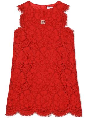 Dolce & Gabbana Kids robe mi-longue en dentelle Cordonetto - Rouge