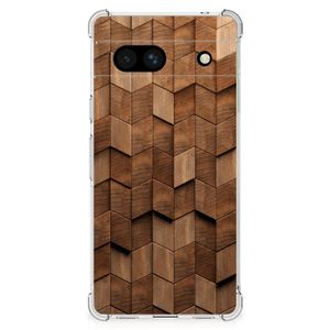 Stevig Telefoonhoesje voor Google Pixel 7A Wooden Cubes