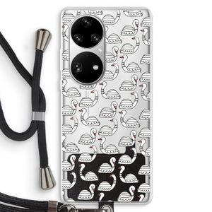 Zwanen: Huawei P50 Pro Transparant Hoesje met koord