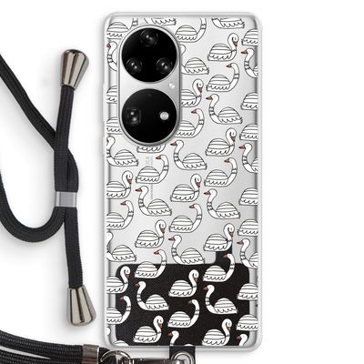Zwanen: Huawei P50 Pro Transparant Hoesje met koord