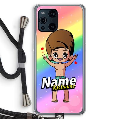 Chibi Maker man: Oppo Find X3 Transparant Hoesje met koord