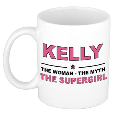 Kelly cadeau mok - Woman Myth Supergirl - naam koffiemok - 300 ml - collega - moederdag Kelly cadeau mok - Woman Myth Supergirl - naam koffiemok - 300 ml - collega - moederdag