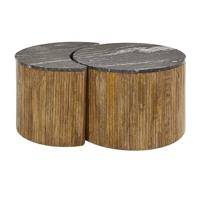 Giga Meubel - Salontafel Rond - Zwart Marmer - Set Van 2 - 94x62x41cm