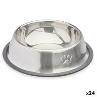 Voerbak voor honden Mascow 311 311 Grijs Zilverkleurig Rubber Metaal 18 x 4,5 x 18 cm 35 x 0,03 x 25 cm (24 Stuks)