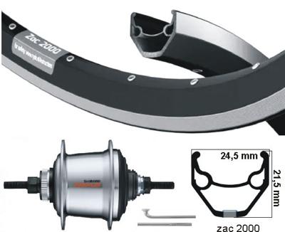 Kgs Shimano / ryde achterwiel 28 inch 622 zwart met remrand nexus 7 disk of velgrem