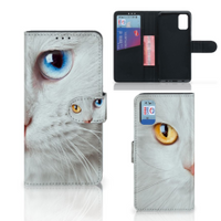 Samsung Galaxy A41 Telefoonhoesje met Pasjes Witte Kat - thumbnail