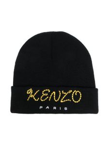 Kenzo Kids bonnet à logo brodé - Bleu