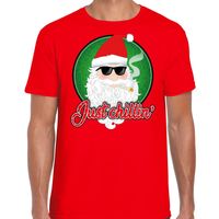 Fout kerst shirt just chillin rood voor heren - thumbnail