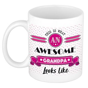 Cadeau koffiemok voor een geweldige opa - roze - keramiek - 300 ml