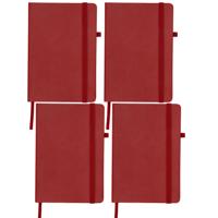 Notitieboekje / opschrijfboekje A5 - 4x - rood - 15 x 21 cm - harde kaft