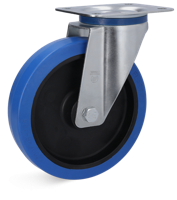 Torwegge Zwenkwiel rubber blauw ø80 kunststof