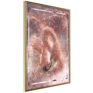 Ingelijste Poster - Flamingo Goudkleurige lijst