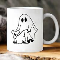 Halloween cadeau mok schattige geest wandelende hond koffiemok keramische koffiekopje 330ml (11oz) witte koffiekopje voor vrienden Lightinthebox - thumbnail