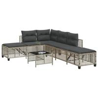 3-delige Loungeset met kussens poly rattan lichtgrijs