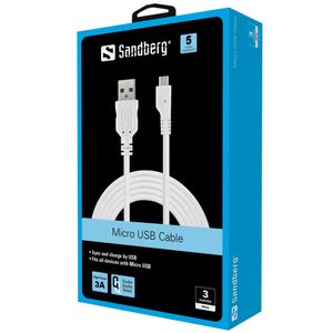 Sandberg MicroUSB Sync/Charge Cable 3m USB-kabel
