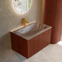 Badmeubel Mondiaz Kurve-Dlux | 70 cm | Meubelkleur Ruby | Wastafelkleur Oza | Solid surface | Wasbak midden spoelbak | 1 kraangat