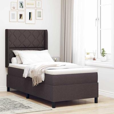 Boxspringbed met matras stof donkerbruin 90x200 cm