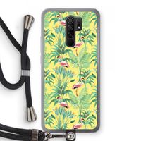 Flamingo party: Xiaomi Redmi 9 Transparant Hoesje met koord