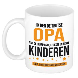 Cadeau koffie/thee mok voor opa - oranje - trotse opa - keramiek - 300 ml