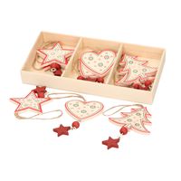 Houten kerstboomversiering witte hangers 10 cm   -