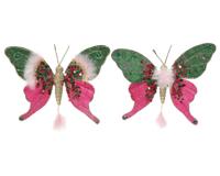 Vlinder plystr flwl l3b18h16cm grn Decoris - Decoris