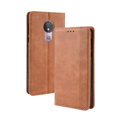 Magnetische Buckle retro textuur horizontale Flip lederen case voor Motorola Moto G7 Power (EU versie) met houder & kaartsleuven & portemonnee (bruin