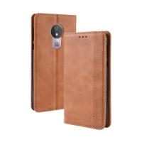Magnetische Buckle retro textuur horizontale Flip lederen case voor Motorola Moto G7 Power (EU versie) met houder & kaartsleuven & portemonnee (bruin