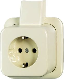 Busch Jaeger opbouw enkel stopcontact met randaarde creme