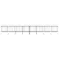 Tuinhek met speerpunt staal 1426x175 cm zwart