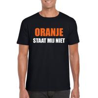 Oranje staat mij niet tekst t-shirt - zwart - voor heren - korte mouwen