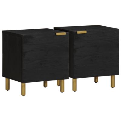 Nachtkastje 2 st 40x33x46 cm massief mangohout zwart