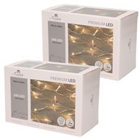 Set van 2x stuks kerstverlichting warm wit 240 leds met dimmer en timer functie 2400 cm - thumbnail