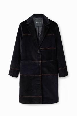 Lange jas met corduroy patch - BLACK - S