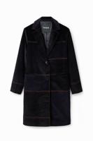 Lange jas met corduroy patch - BLACK - S