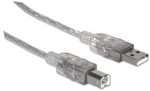 Manhattan USB-kabel USB 2.0 USB-A stekker, USB-B stekker 3.00 m Zilver 340458