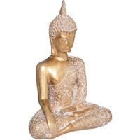 Home decoratie Boeddha beeld - goud kleurig - 20 x 32 cm - voor binnen - thumbnail