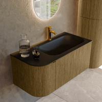 Badmeubel Mondiaz Kurve | 95 cm cm | Meubelkleur Dusk | Wastafelkleur Urban | Solid surface | Wasbak rechter zijde spoelbak | 1 kraangat