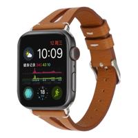 Eenvoudige V-vormige lederen band voor Apple Watch Series 5 & 4 44mm/3 & 2 & 1 42mm (bruin)