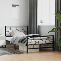 Bedframe met hoofd- en voeteneinde metaal zwart 107x203 cm