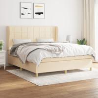 Boxspring met matras stof crèmekleurig 180x200 cm
