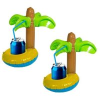 2x Opblaasbare drankhouders palmboom 22 cm