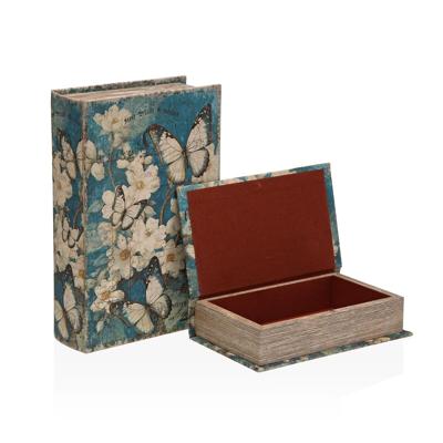 Decoratieve Doos Versa Canvas Hout MDF Blommor Boek