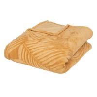 Atmosphera Plaid/bank deken Zoa - okergeel - 180 x 230 cm - polyester fleece - Leafs motief Atmosphera Plaid/bank deken Zoa - okergeel - 180 x 230 cm - polyester fleece - Leafs motief