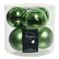 24x stuks glazen kerstballen groen 8 cm mat/glans - thumbnail