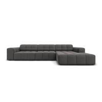 Cosmopolitan Design Chicago Hoekbank met Chaise Longue Rechts - Velvet - Grijs