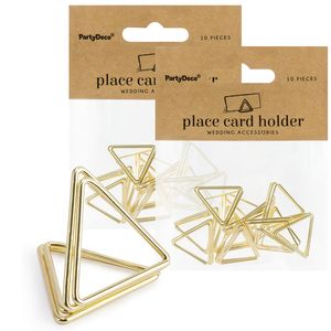 Naamkaart/plaatskaart houders - driehoek - Bruiloft - 100x stuks - goud - 2,3 cm