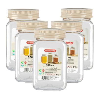 Voorraadpot/bewaarpot - 10x - 500 ml - kunststof - beige - B7 x H13 cm
