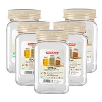 Voorraadpot/bewaarpot - 10x - 500 ml - kunststof - beige - B7 x H13 cm