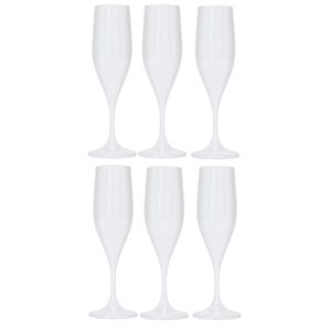 Juypal Champagneglas - 6x - wit - kunststof - 150 ml - herbruikbaar   -